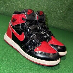 Nike Air Jordan 1 Retro High Og Patent Bred AQ2665-063 Toddler Baby Size 9C